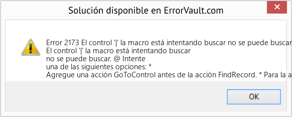 Fix El control '|' la macro está intentando buscar no se puede buscar (Error Code 2173)