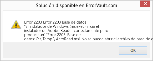 Fix Error 2203 Base de datos (Error Code 2203)