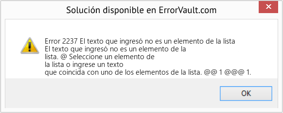 Fix El texto que ingresó no es un elemento de la lista (Error Code 2237)