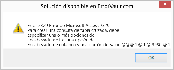 Descargar la herramienta de reparación de errores <?php echo $number; ?> (Error de Microsoft Access 2329) Fix Error de Microsoft Access 2329 (Error Code 2329)