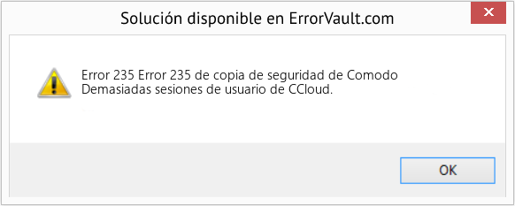 Descargar la herramienta de reparación de errores <?php echo $number; ?> (Error 235 de copia de seguridad de Comodo) Fix Error 235 de copia de seguridad de Comodo (Error Code 235)