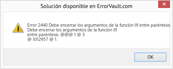 Descargar la herramienta de reparación de errores <?php echo $number; ?> (Debe encerrar los argumentos de la función IIf entre paréntesis) Fix Debe encerrar los argumentos de la función IIf entre paréntesis (Error Code 2440)