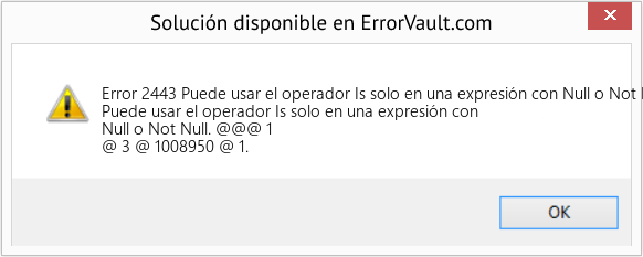 Fix Puede usar el operador Is solo en una expresión con Null o Not Null (Error Code 2443)