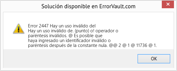Fix Hay un uso inválido del (Error Code 2447)
