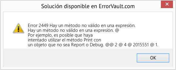Fix Hay un método no válido en una expresión. (Error Code 2449)