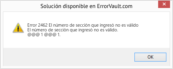 Fix El número de sección que ingresó no es válido (Error Code 2462)