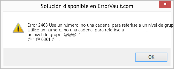 Descargar la herramienta de reparación de errores <?php echo $number; ?> (Use un número, no una cadena, para referirse a un nivel de grupo) Fix Use un número, no una cadena, para referirse a un nivel de grupo (Error Code 2463)