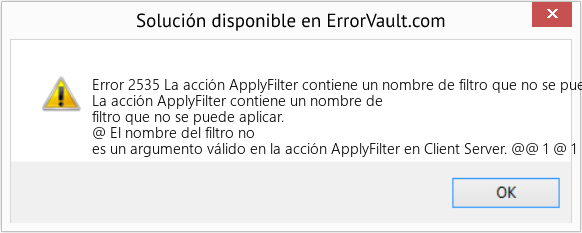 Fix La acción ApplyFilter contiene un nombre de filtro que no se puede aplicar. (Error Code 2535)
