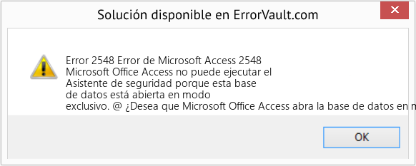 Fix Error de Microsoft Access 2548 (Error Code 2548)