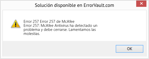 Fix Error 257 de McAfee (Error Code 257)