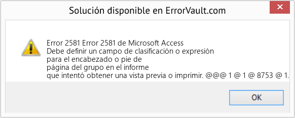 Fix Error 2581 de Microsoft Access (Error Code 2581)