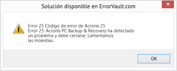 Fix Código de error de Acronis 25 (Error Code 25)