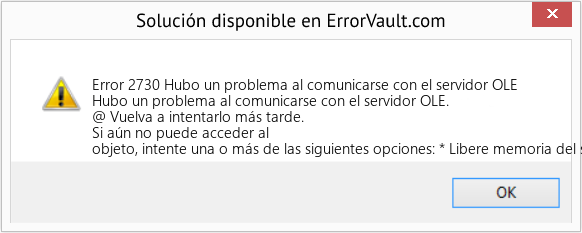 Fix Hubo un problema al comunicarse con el servidor OLE (Error Code 2730)