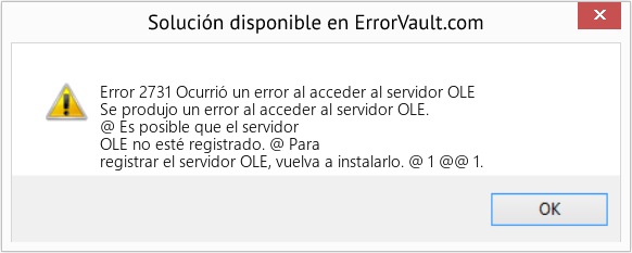 Descargar la herramienta de reparación de errores <?php echo $number; ?> (Ocurrió un error al acceder al servidor OLE) Fix Ocurrió un error al acceder al servidor OLE (Error Code 2731)
