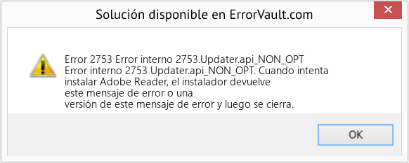 Fix Error interno 2753.Updater.api_NON_OPT (Error Code 2753)