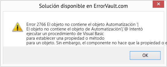 Fix El objeto no contiene el objeto Automatización '| (Error Code 2766)