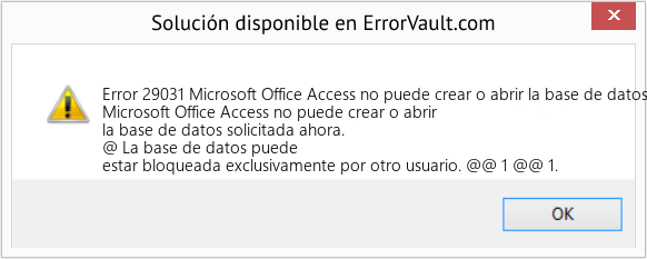 Descargar la herramienta de reparación de errores <?php echo $number; ?> (Microsoft Office Access no puede crear o abrir la base de datos solicitada ahora) Fix Microsoft Office Access no puede crear o abrir la base de datos solicitada ahora (Error Code 29031)