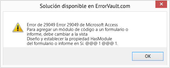 Fix Error 29049 de Microsoft Access (Error Code de 29049)