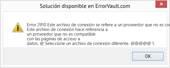 Fix Este archivo de conexión se refiere a un proveedor que no es compatible con las páginas de acceso a datos. (Error Code 2910)