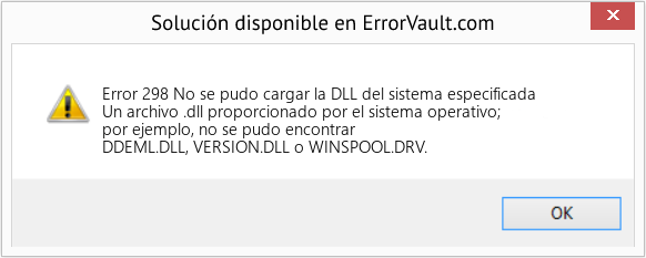 Fix No se pudo cargar la DLL del sistema especificada (Error Code 298)