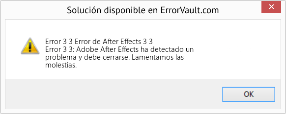Fix Error de After Effects 3 3 (Error Code 3 3)