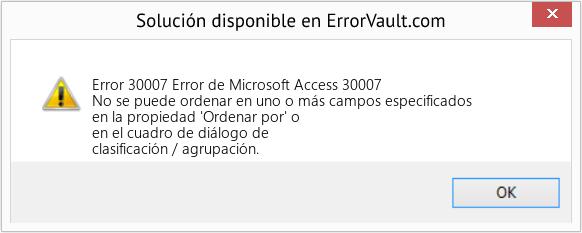 Fix Error de Microsoft Access 30007 (Error Code 30007)