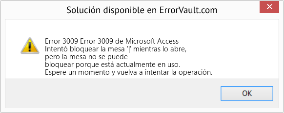 Descargar la herramienta de reparación de errores <?php echo $number; ?> (Error 3009 de Microsoft Access) Fix Error 3009 de Microsoft Access (Error Code 3009)