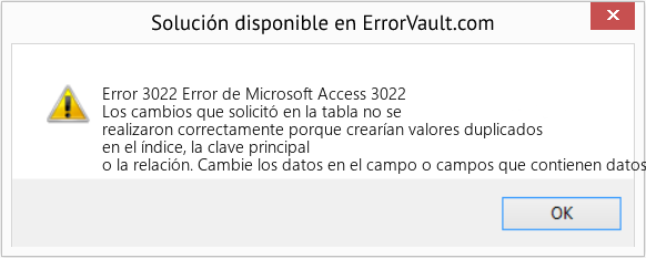 Fix Error de Microsoft Access 3022 (Error Code 3022)