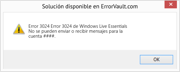 Descargar la herramienta de reparación de errores <?php echo $number; ?> (Error 3024 de Windows Live Essentials) Fix Error 3024 de Windows Live Essentials (Error Code 3024)