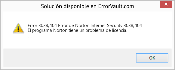 Fix Error de Norton Internet Security 3038, 104 (Error Code 3038, 104)