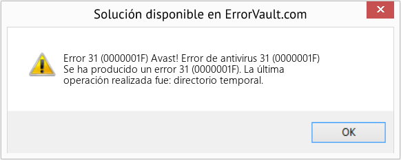 Fix Avast! Error de antivirus 31 (0000001F) (Error Code 31 (0000001F))