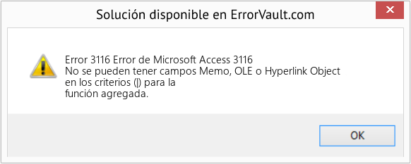 Fix Error de Microsoft Access 3116 (Error Code 3116)
