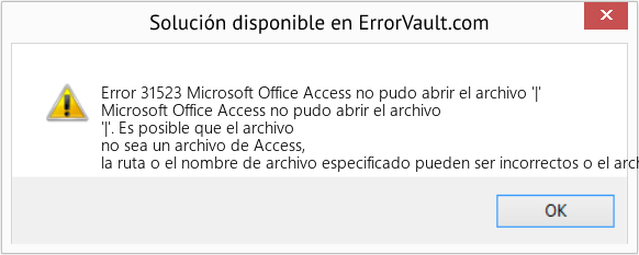 Fix Microsoft Office Access no pudo abrir el archivo '|' (Error Code 31523)
