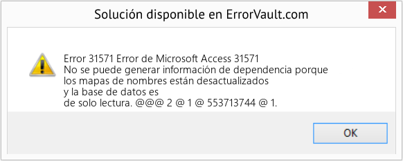 Descargar la herramienta de reparación de errores <?php echo $number; ?> (Error de Microsoft Access 31571) Fix Error de Microsoft Access 31571 (Error Code 31571)