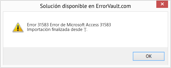 Descargar la herramienta de reparación de errores <?php echo $number; ?> (Error de Microsoft Access 31583) Fix Error de Microsoft Access 31583 (Error Code 31583)