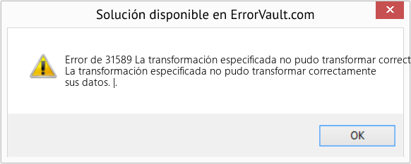 Descargar la herramienta de reparación de errores <?php echo $number; ?> (La transformación especificada no pudo transformar correctamente sus datos) Fix La transformación especificada no pudo transformar correctamente sus datos (Error Code de 31589)