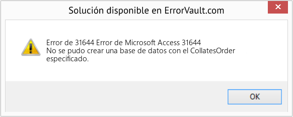 Fix Error de Microsoft Access 31644 (Error Code de 31644)