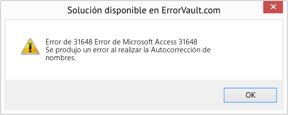 Fix Error de Microsoft Access 31648 (Error Code de 31648)