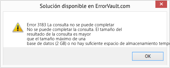 Fix La consulta no se puede completar (Error Code 3183)