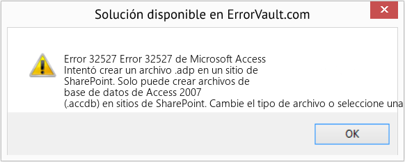 Descargar la herramienta de reparación de errores <?php echo $number; ?> (Error 32527 de Microsoft Access) Fix Error 32527 de Microsoft Access (Error Code 32527)