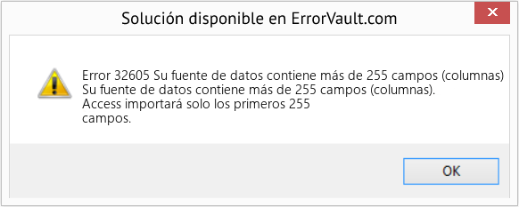 Descargar la herramienta de reparación de errores <?php echo $number; ?> (Su fuente de datos contiene más de 255 campos (columnas)) Fix Su fuente de datos contiene más de 255 campos (columnas) (Error Code 32605)
