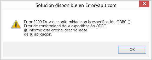 Fix Error de conformidad con la especificación ODBC (|) (Error Code 3299)