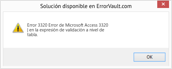 Descargar la herramienta de reparación de errores <?php echo $number; ?> (Error de Microsoft Access 3320) Fix Error de Microsoft Access 3320 (Error Code 3320)