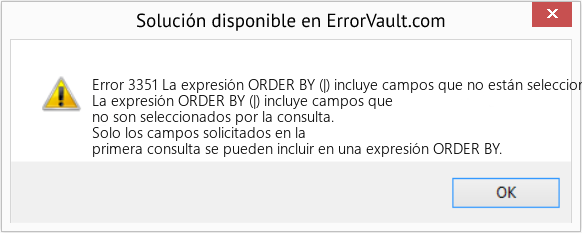Fix La expresión ORDER BY (|) incluye campos que no están seleccionados por la consulta (Error Code 3351)