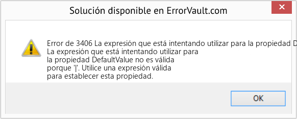Fix La expresión que está intentando utilizar para la propiedad DefaultValue no es válida porque '|' (Error Code de 3406)