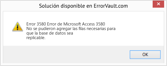 Descargar la herramienta de reparación de errores <?php echo $number; ?> (Error de Microsoft Access 3580) Fix Error de Microsoft Access 3580 (Error Code 3580)