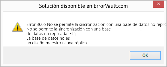 Fix No se permite la sincronización con una base de datos no replicada (Error Code 3605)