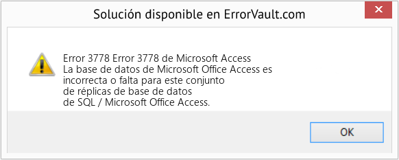 Descargar la herramienta de reparación de errores <?php echo $number; ?> (Error 3778 de Microsoft Access) Fix Error 3778 de Microsoft Access (Error Code 3778)