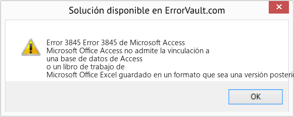 Descargar la herramienta de reparación de errores <?php echo $number; ?> (Error 3845 de Microsoft Access) Fix Error 3845 de Microsoft Access (Error Code 3845)