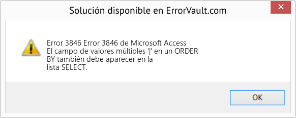 Descargar la herramienta de reparación de errores <?php echo $number; ?> (Error 3846 de Microsoft Access) Fix Error 3846 de Microsoft Access (Error Code 3846)